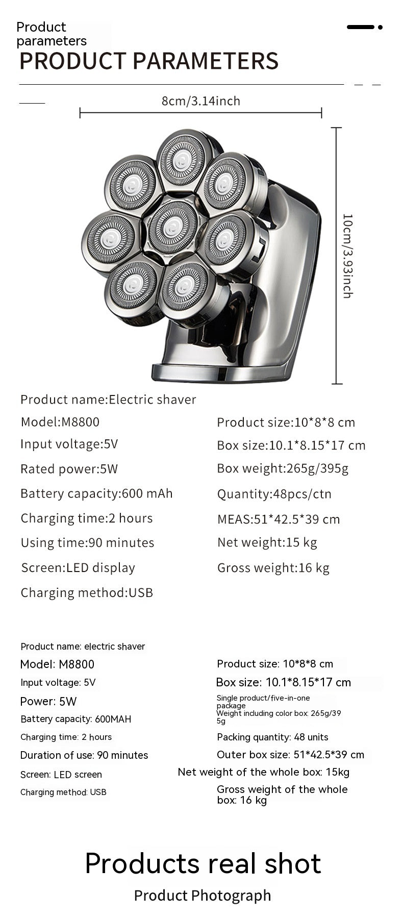 Digital Eight-knife Electric Shaver